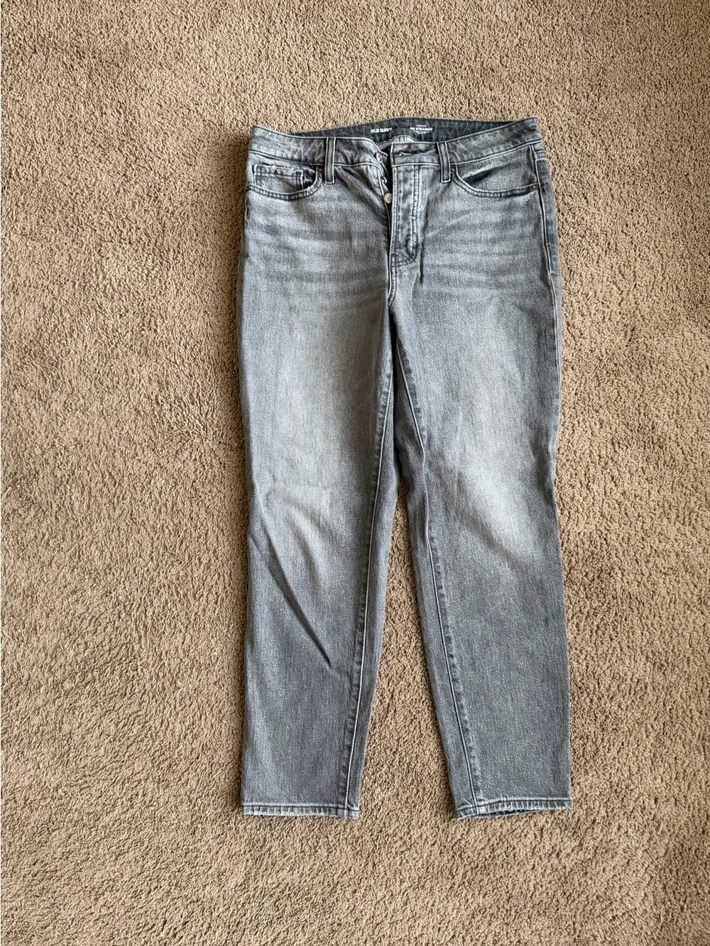 Old Navy Women's OG Straight Leg Button Fly Jeans in Grey Wash